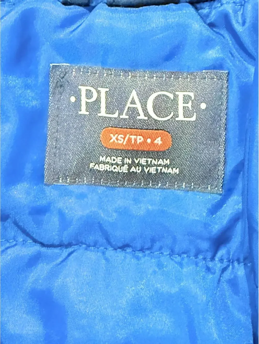 Childrens Place Jacket Boys 4 Blue Gray Hooded Puffer Coat Winter Fleece Lined